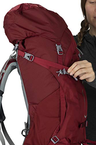 Osprey Ariel 55L Women's Backpacking Backpack, Claret Red, WXS/S