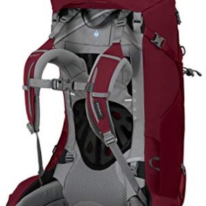 Osprey Ariel 55L Women's Backpacking Backpack, Claret Red, WXS/S