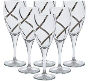 glazze crystal vng-080-pl red wine glasses set | hand-cut with an interwoven 24k platinum detailing throughout | stunning stemware designed to perfection | set of 6, 8.5" tall 10 oz capacity