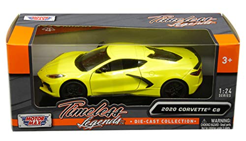 Motor Max 2020 Chevy Corvette C8 Stingray, Yellow 79360YL - 1/24 Scale Diecast Model Toy Car