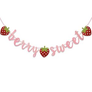 berry sweet banner, glitter strawberry banner, sweet one, two sweet, twotti frutti, one in a melon, strawberry baby shower, birthday decor (multi-pink)