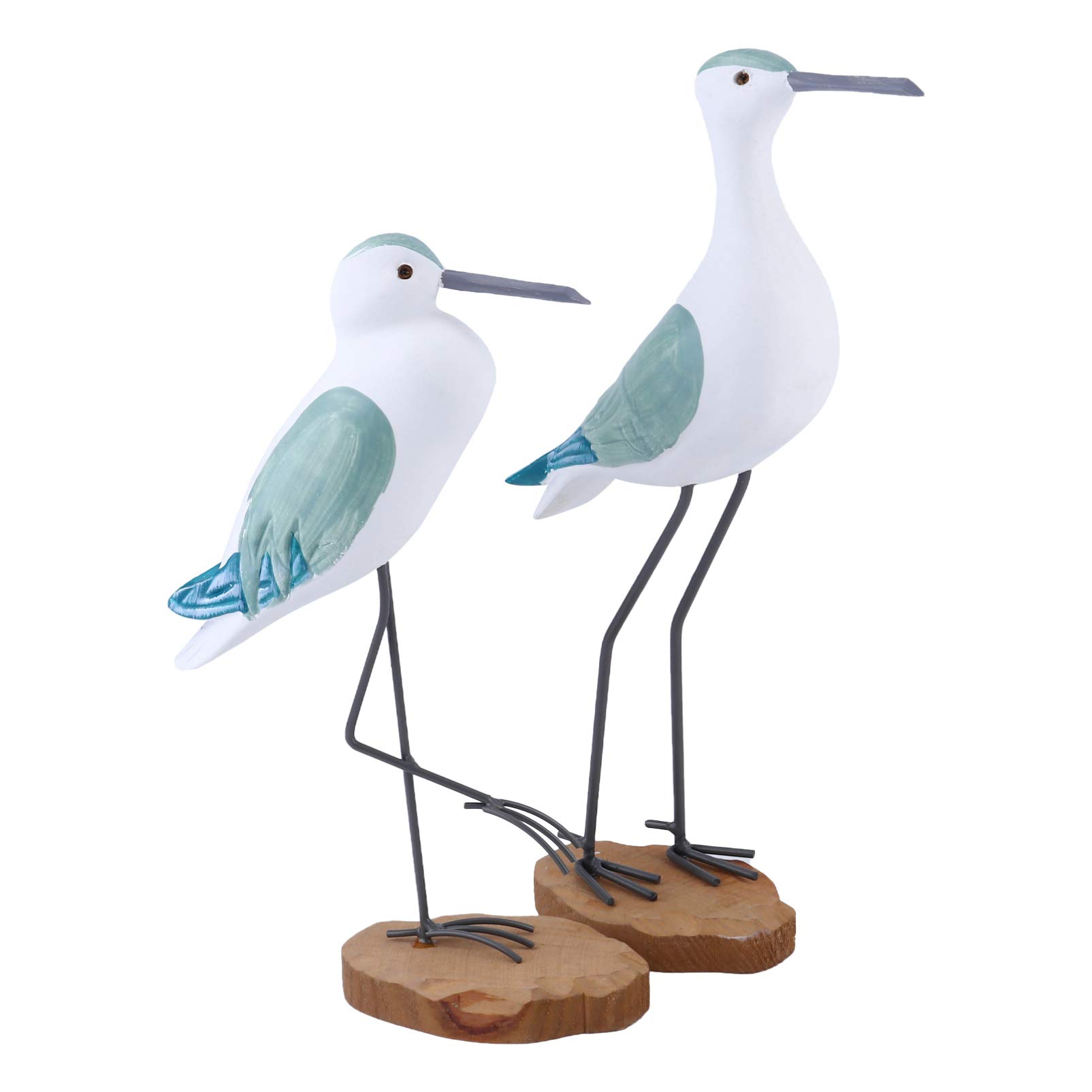 Milisten 2pcs Wooden Seagull Figurine Nautical Decorations Desktop Ornaments Rustic Vintage Sea Bird Sculpture Mediterranean Coastal Beach Home Art Holiday Green