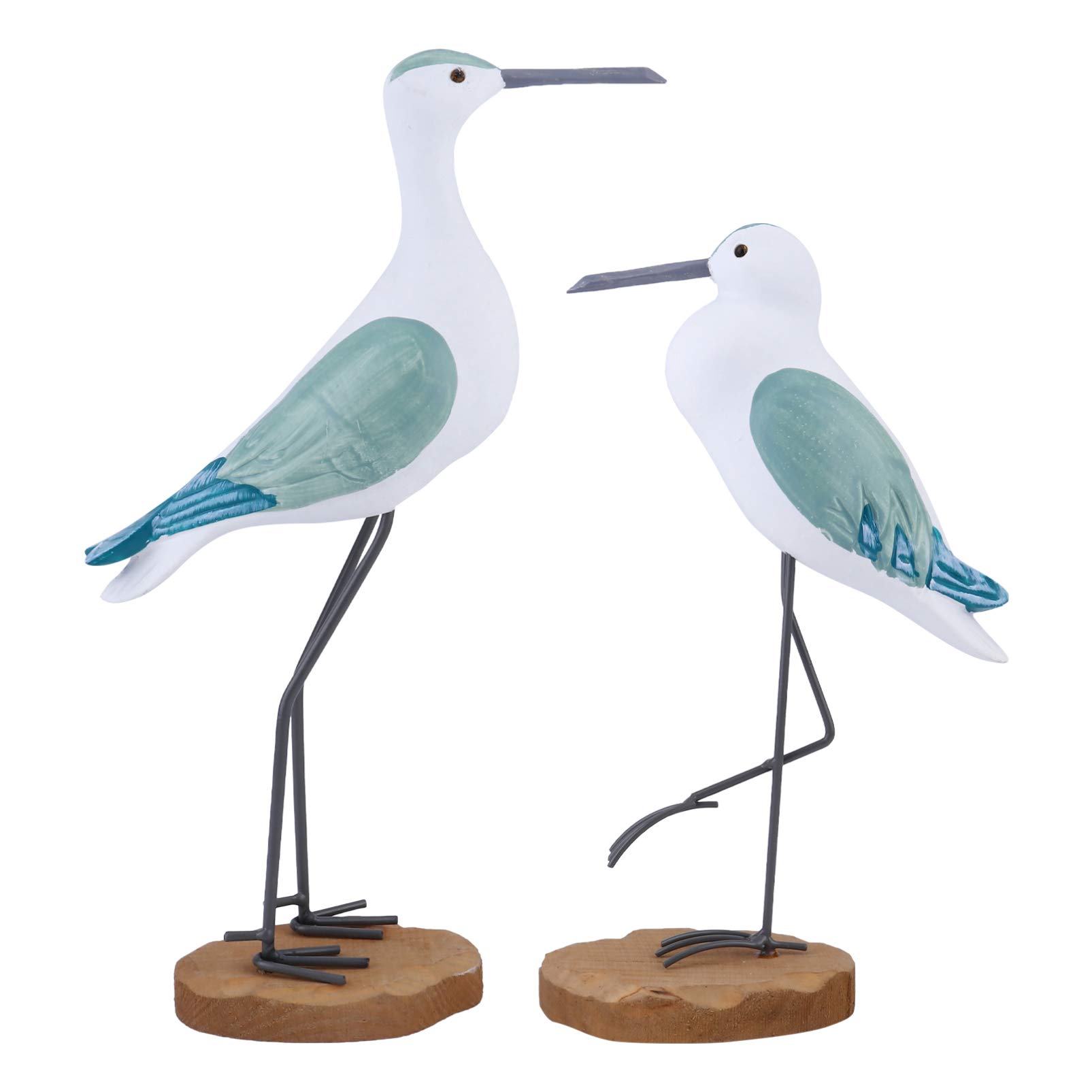 Milisten 2pcs Wooden Seagull Figurine Nautical Decorations Desktop Ornaments Rustic Vintage Sea Bird Sculpture Mediterranean Coastal Beach Home Art Holiday Green