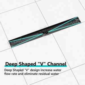 Neodrain 24-Inch Linear Shower Drain,with 2-in-1 Flat & Tile Insert Shiny Black Cover, Rectangle Shower Floor Drain, Floor Shower Drain with Adjustable Leveling Feet, Hair Strainer