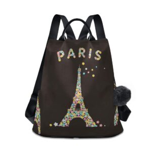 alaza eiffel tower flowers backpack for daily shopping travel