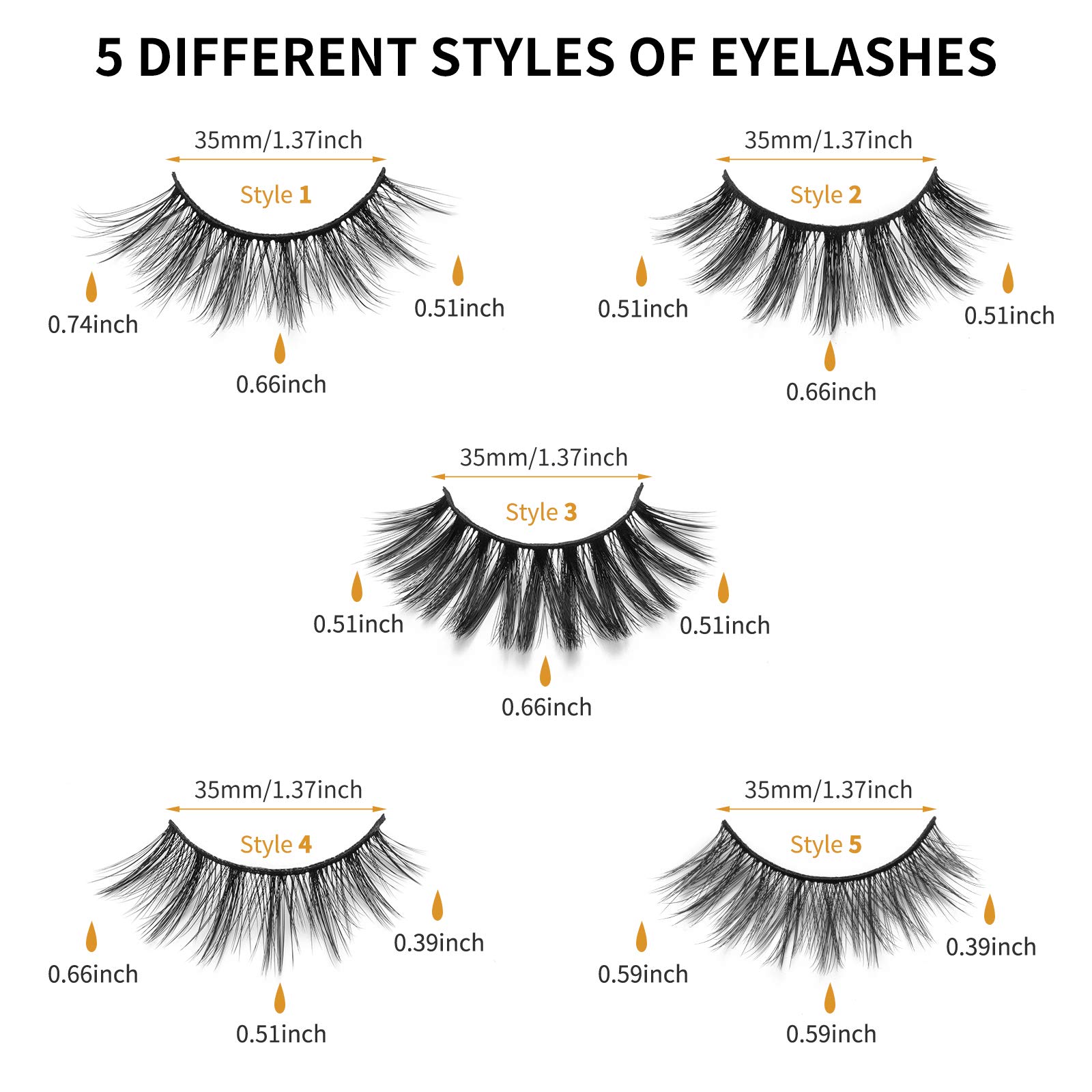 DYSILK Mink Lashes Natural Look - False Eyelashes 5 Pairs 6D Lashes 5 Styles Mixed Lash Pack - Wispy Lashes Fake Eyelashes Soft Reusable Cat Eye Lash | 15mm-18mm