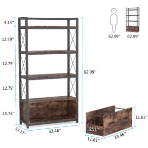 Tribesigns File Cabinet with Drawer, Vertical Lateral Filing Cabinet, Free Standing Storage Cabinet, Letter Size/A4 Size File Cabinet with Storage Shelves for Home Office (Brown)
