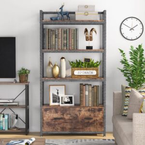 Tribesigns File Cabinet with Drawer, Vertical Lateral Filing Cabinet, Free Standing Storage Cabinet, Letter Size/A4 Size File Cabinet with Storage Shelves for Home Office (Brown)