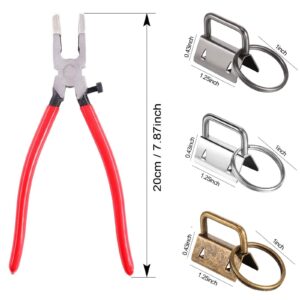 Qovydx 40Pcs Key Fob Hardware 39Pcs 1 inch Keyfob Hardware Kit Key Fob Clamp with 1PCS Key Fob Pliers Key Fob Tool for Faux Leather Wristlet Keychain Crafts Key Chain