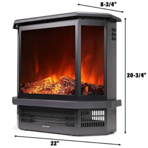 XtremepowerUS 3D 1500W Vintage Electric Standing Fireplace Stove Heater Dancing Flame Log Stove Firebox