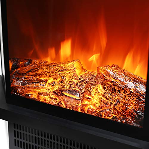 XtremepowerUS 3D 1500W Vintage Electric Standing Fireplace Stove Heater Dancing Flame Log Stove Firebox