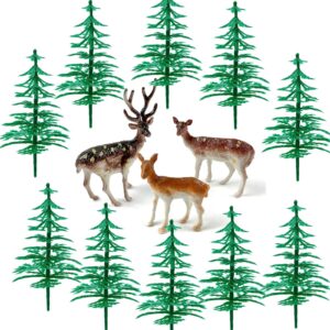 13 pcs tree deer figurines forest woodland theme cake topper tree deer cake decorations for christmas cake topper decoration