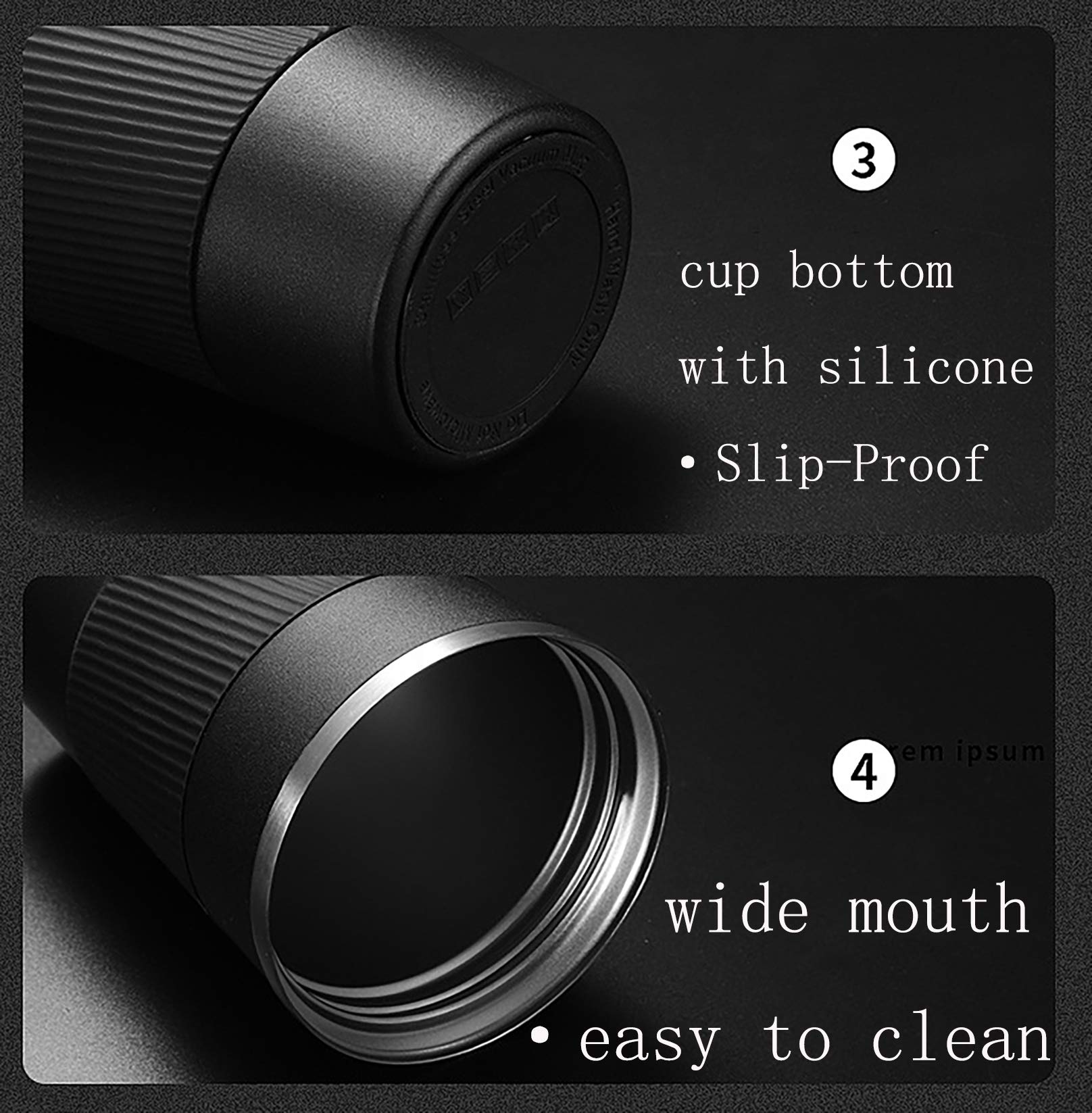 17oz Stainless Steel Vacuum Insulated Coffee Travel Mug for Ice Drink & Hot Beverage, Double Wall Travel Tumbler Cups with Spill Proof Lid, Car Thermos Gift for Men and Women (Black)