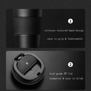 17oz Stainless Steel Vacuum Insulated Coffee Travel Mug for Ice Drink & Hot Beverage, Double Wall Travel Tumbler Cups with Spill Proof Lid, Car Thermos Gift for Men and Women (Black)