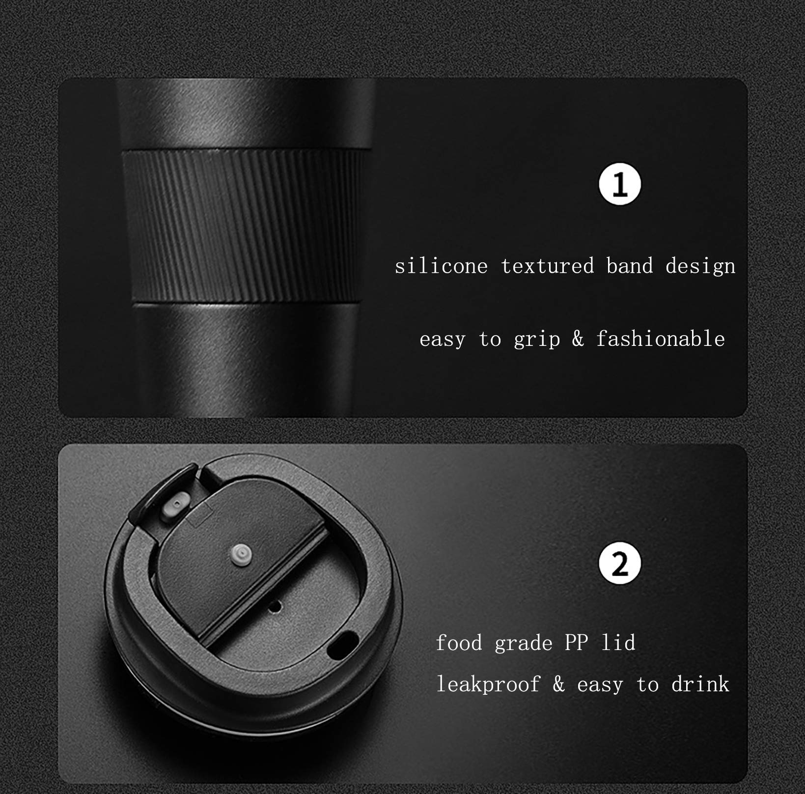 17oz Stainless Steel Vacuum Insulated Coffee Travel Mug for Ice Drink & Hot Beverage, Double Wall Travel Tumbler Cups with Spill Proof Lid, Car Thermos Gift for Men and Women (Black)