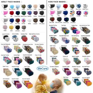 WECARE Kids Disposable Face Masks, 50 Asstd Tie Dye Masks, Individually Wrapped