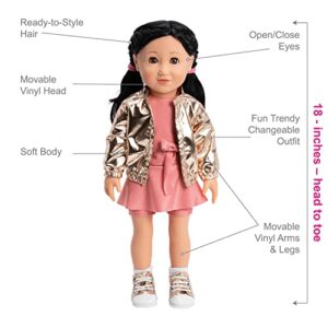 ADORA Amazon Exclusive Amazing Girls Collection, 18” Realistic Doll with Changeable Outfit and Movable Soft Body, Birthday Gift for Kids and Toddlers Ages 6+ - Athletic Lily