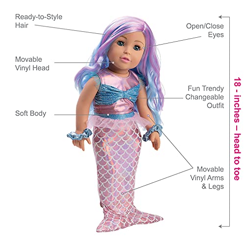 ADORA Amazon Exclusive Amazing Girls Collection, 18” Realistic Doll with Mermaid Outfit, Birthday Gift for Kids and Toddlers Ages 6+ - Mermaid Millie!