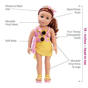 ADORA Amazon Exclusive Amazing Girls Collection, 18” Realistic Doll with Changeable Outfit and Movable Soft Body, Birthday Gift for Kids and Toddlers Ages 6+ - Sasha in Citrus Sweet