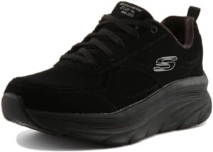 skechers womens d'lux walker sneaker, bbkblack black, 9.5 us