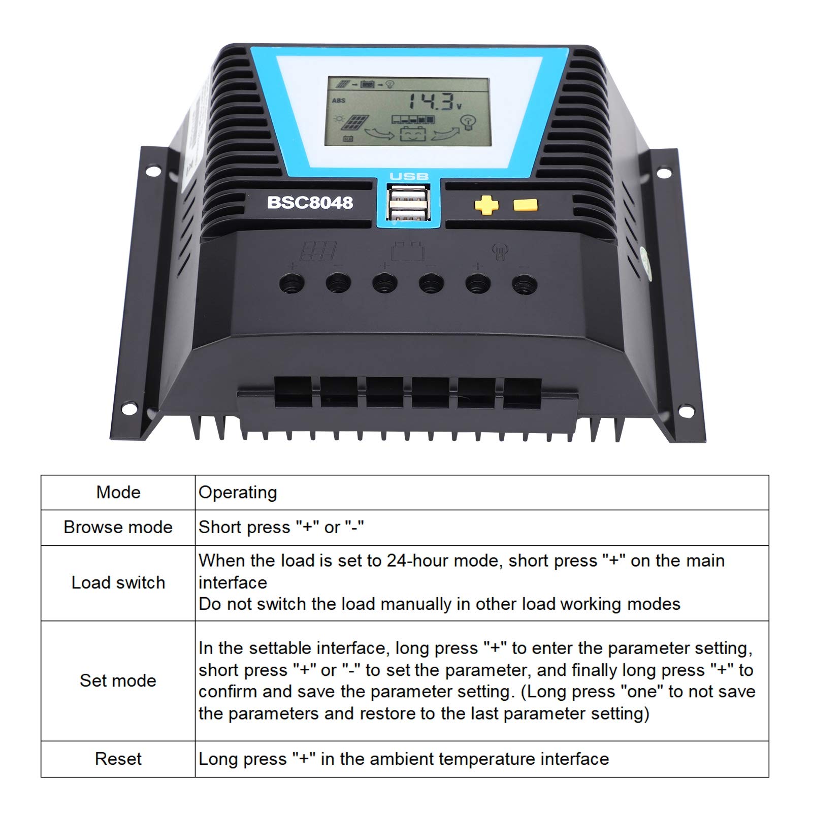 Solar Controller for Variety Batteries BSC8048 80A 12V/24V/36V/48V Intelligent Solar Controller