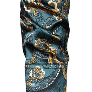 ZEROYAA Men's Hipster Design Silk Like Satin Button Up Paisley Dress Shirt for Party Prom ZLCL31-101-Teal Medium