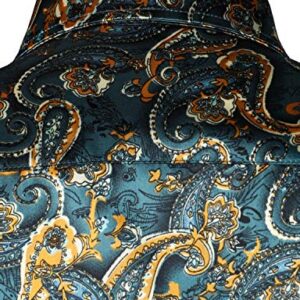 ZEROYAA Men's Hipster Design Silk Like Satin Button Up Paisley Dress Shirt for Party Prom ZLCL31-101-Teal Medium