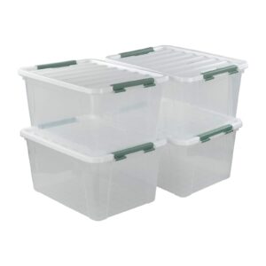 vcansay 20 quart plastic clear storage latch box, lidded storage bins, 4 packs