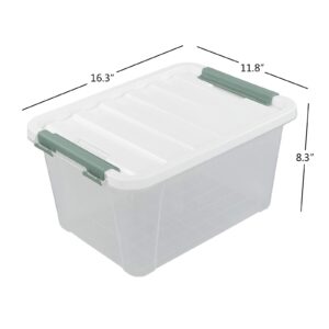 Vcansay 20 Quart Plastic Clear Storage Latch Box, Lidded Storage Bins, 4 Packs