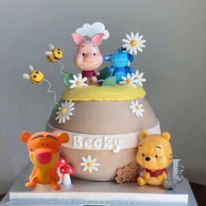 MEMOVAN Winnie The Pooh Cake Topper, Pooh Bear Cake Topper Cupcake Topper, Winnie Characters Toys Mini Figurines Collection Playset, Pooh Cake Decoration for Kids Birthday Baby Shower Party Supplies