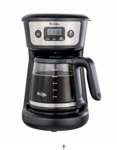 mr. coffee 12-cup programmable coffeemaker, strong brew selector, stainless steel.