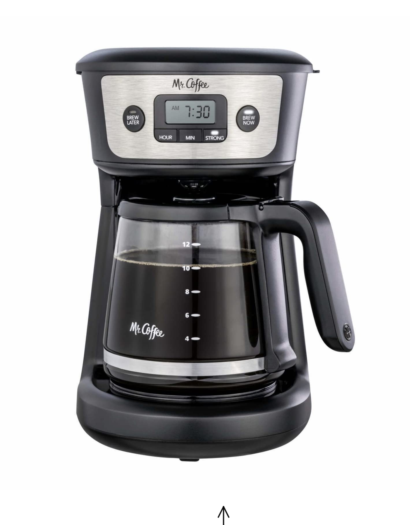 Mr. Coffee 12-Cup Programmable Coffeemaker, Strong Brew Selector, Stainless Steel.