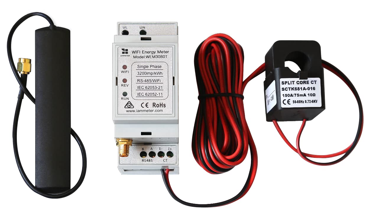 IAMMETER Bi-directional, Din Rail,Split Core CT,Solar PV System monitoring,Power Usage Monitor, Modbus TCP/RTU, Home-Assistant,NodeRed,Openhab,Iobroker,Single Phase Energy Meter,WiFi,150A,60Hz,CE,FCC