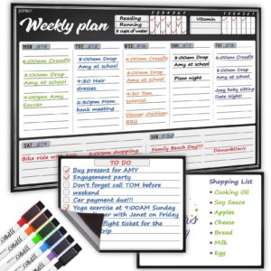 jjpro magnetic dry erase weekly calendar whiteboard for refrigerator-one weekly planner whiteboard and two notes boards set for fridge-refrigerator organizer with weekly planning boards