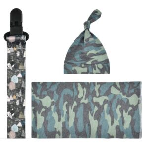 Boy Swaddle Blanket, Receiving Blankets Boy, Camouflage Swaddling Blanket, Accessory Clip, Baby Boy Swaddle Registry, Newborn Wrap Soft Snug Strethey Breathable, Hospital Coming Home Outfit