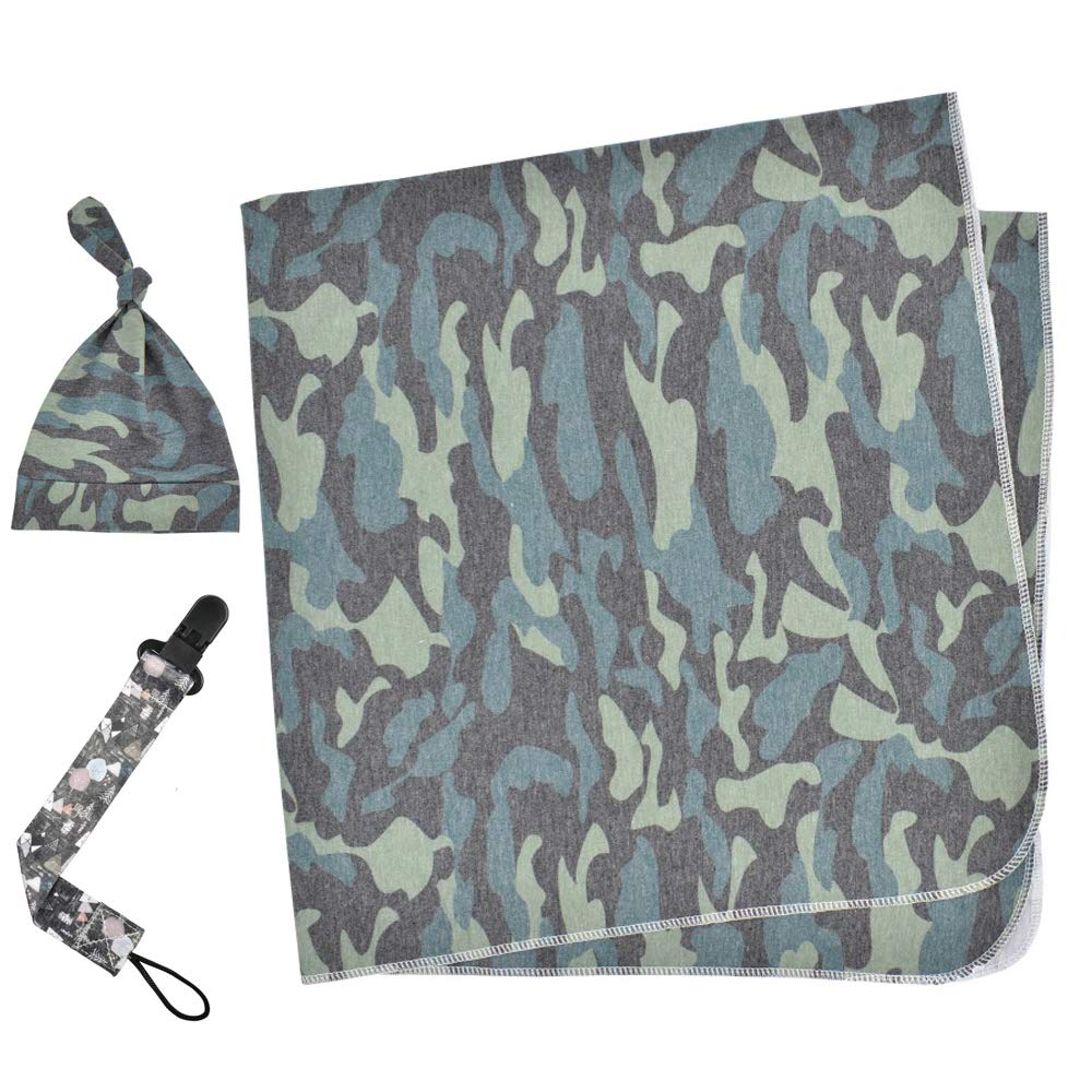 Boy Swaddle Blanket, Receiving Blankets Boy, Camouflage Swaddling Blanket, Accessory Clip, Baby Boy Swaddle Registry, Newborn Wrap Soft Snug Strethey Breathable, Hospital Coming Home Outfit