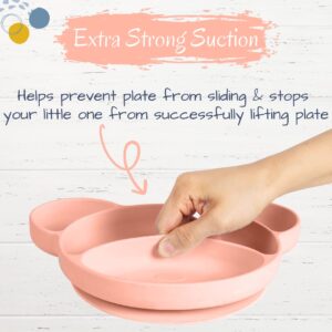 Suction Plates for Baby and Toddler Plates - Non Slip Baby Plates with Suction Silicone Plates for Baby and Kids for No More Meal Time Mess - Stay Put Divided Silicone Placemat - Mint