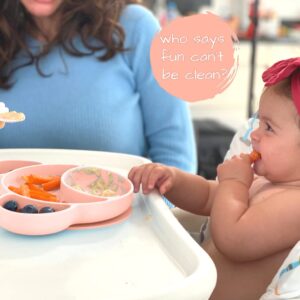 Suction Plates for Baby and Toddler Plates - Non Slip Baby Plates with Suction Silicone Plates for Baby and Kids for No More Meal Time Mess - Stay Put Divided Silicone Placemat - Mint