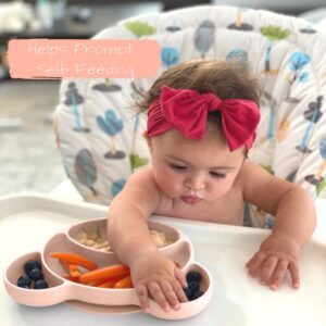Suction Plates for Baby and Toddler Plates - Non Slip Baby Plates with Suction Silicone Plates for Baby and Kids for No More Meal Time Mess - Stay Put Divided Silicone Placemat - Mint