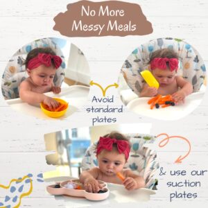 Suction Plates for Baby and Toddler Plates - Non Slip Baby Plates with Suction Silicone Plates for Baby and Kids for No More Meal Time Mess - Stay Put Divided Silicone Placemat - Mint