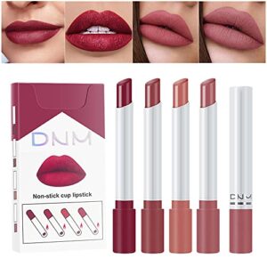 evpct 4pcs dark red mauve chestnut mini matte lipstick lip gloss stain sets for women permanent long lasting stay on lipstick 24 hour waterproof lippies labiales matte labial mate larga duracion 24