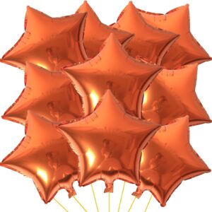 kalor 18 inch orange star mylar balloons, 10 pcs star shape foil balloon helium balloons for wedding, baby shower, birthday party decorations