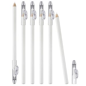 maitys 6 pieces white eyeliner pencils 2 in 1 eye liner sharpener pencil with built in soft strokes eyeshadow silkworm brighten makeup tool christmas valentine's day present