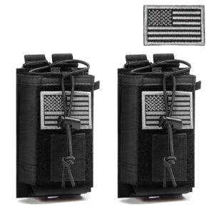 2 pack tactical radio holder radio case molle radio holster military heavy duty radios pouch bag for two ways walkie talkies adjustable storage with 3 pack patch