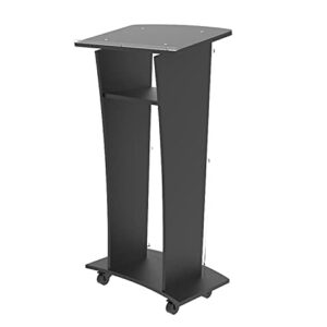 Acrylic Church Podium Pulpit Debate Conference Lectern Plexiglass Lucite Black Wood Shelf Cup Holder on Wheels with Prayer Hand and Cross Plaque 1803-5-BLACK+12152-NPF