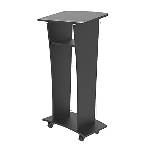 Acrylic Church Podium Pulpit Debate Conference Lectern Plexiglass Lucite Black Wood Shelf Cup Holder on Wheels with Prayer Hand and Cross Plaque 1803-5-BLACK+12152-NPF