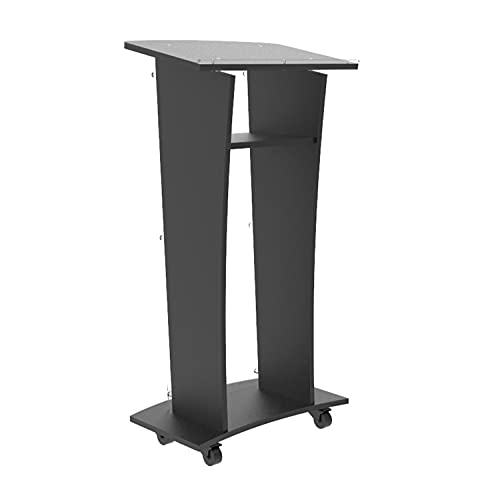 Acrylic Church Podium Pulpit Debate Conference Lectern Plexiglass Lucite Black Wood Shelf Cup Holder on Wheels with Prayer Hand and Cross Plaque 1803-5-BLACK+12152-NPF