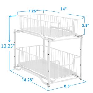 Simple Trending 2 Tier Stackable Under Sink Cabinet Organizer with Sliding Storage Drawer, White