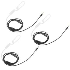 ashata 3 sets air tube headset, single earbud, 3.5mm anti radiation noise reduction wire control headphone with mic,air tube acoustic earbuds with collar clip