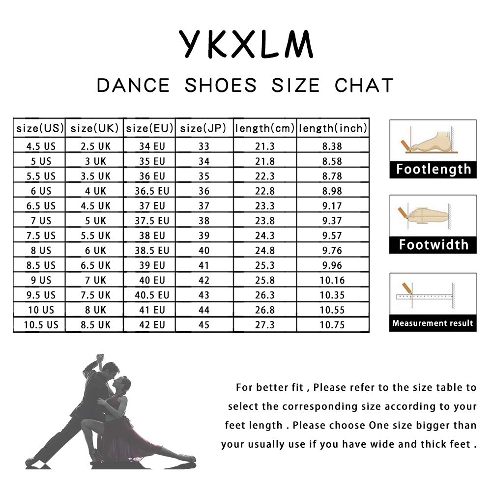 YKXLM Latin Ballroom Dance Shoes Closed Toe Dance Pumps Character Party Prom Dancing Pump,DY116-S,Silver-5.5,US 8